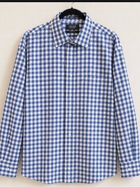 EUCNordstrom Men’s Blue & White Gingham Dress Shirt